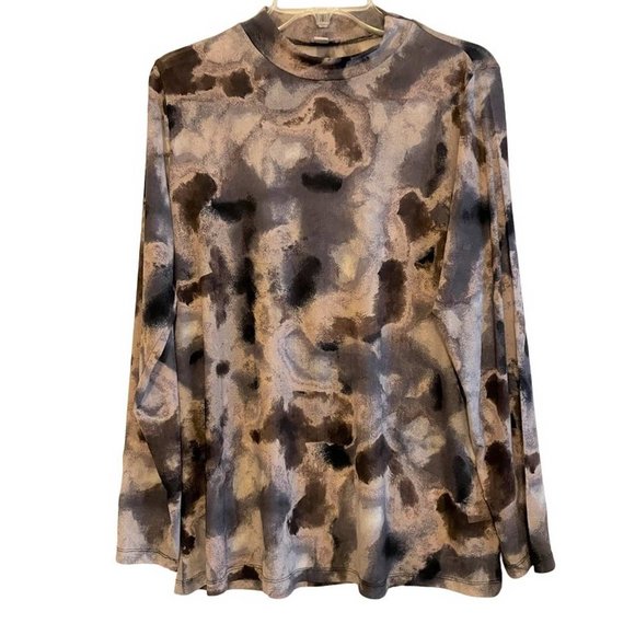 LOGO Layers by Lori Goldstein Tie Dye Mesh Mock-Neck Top SMALL (2001C) - Picture 1 of 6